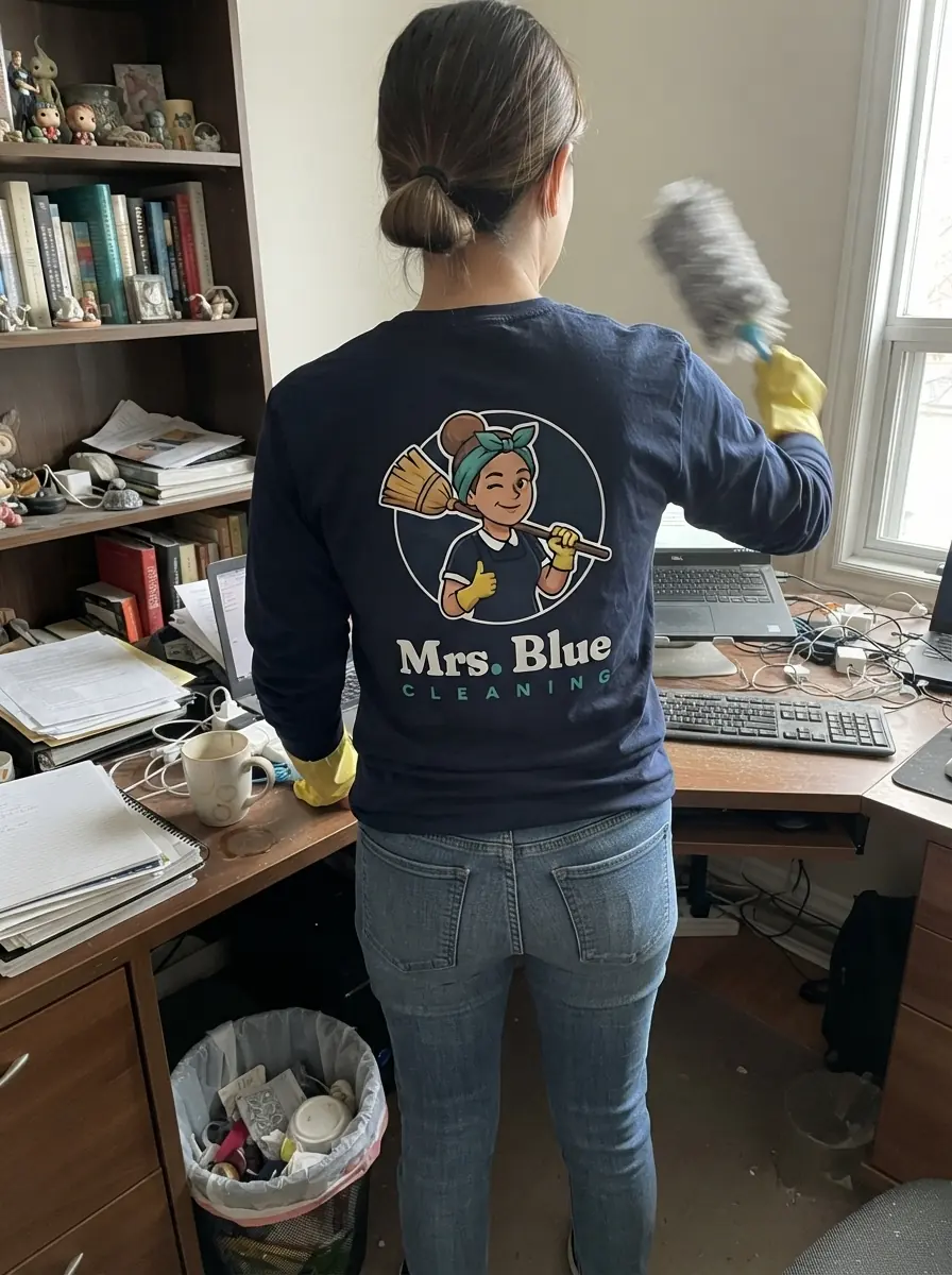 A Mrs. Blue cleaner at work in a office